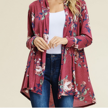 Load image into Gallery viewer, Burgundy Floral Cardigan