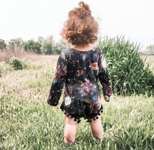 Load image into Gallery viewer, Black Floral Baby Romper