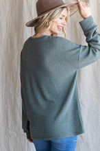 Load image into Gallery viewer, 2 Tone Olive Waffle Knit Longsleeve