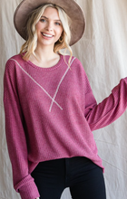 Load image into Gallery viewer, 2 Tone Mauve Waffle Knit Longsleeve