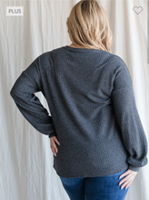Load image into Gallery viewer, 2 Tone Charcoal Waffle Knit Longsleeve