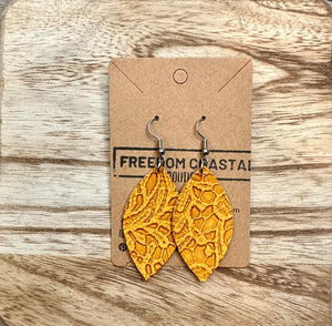 Mustard Lace Leaf Earrings